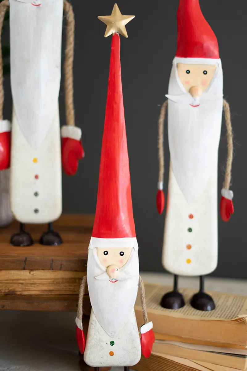 Painted Metal And Wood Santas Set Of 3 By Kalalou