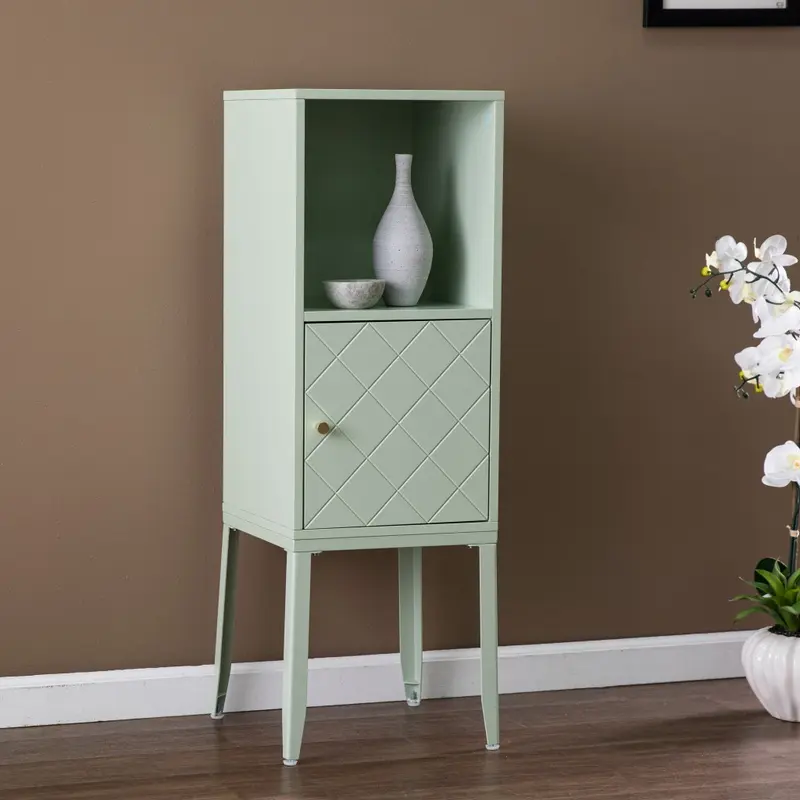 Pale Green Crosshatch Accent Storage Cabinet By Homeroots