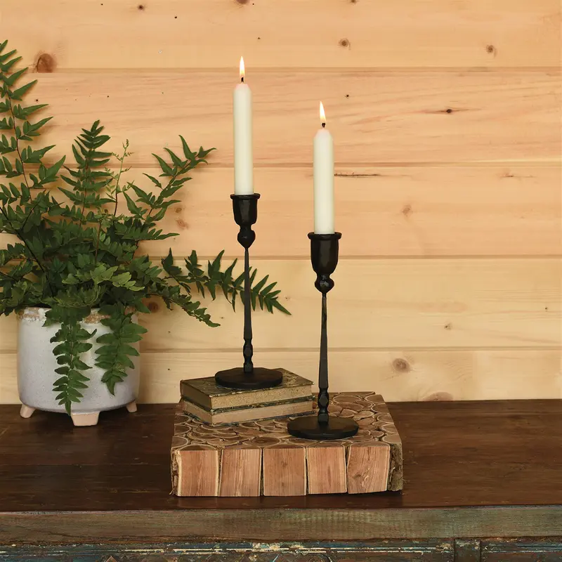 Palermo Taper Candle Holder, Iron - Black Set Of 2 By HomArt