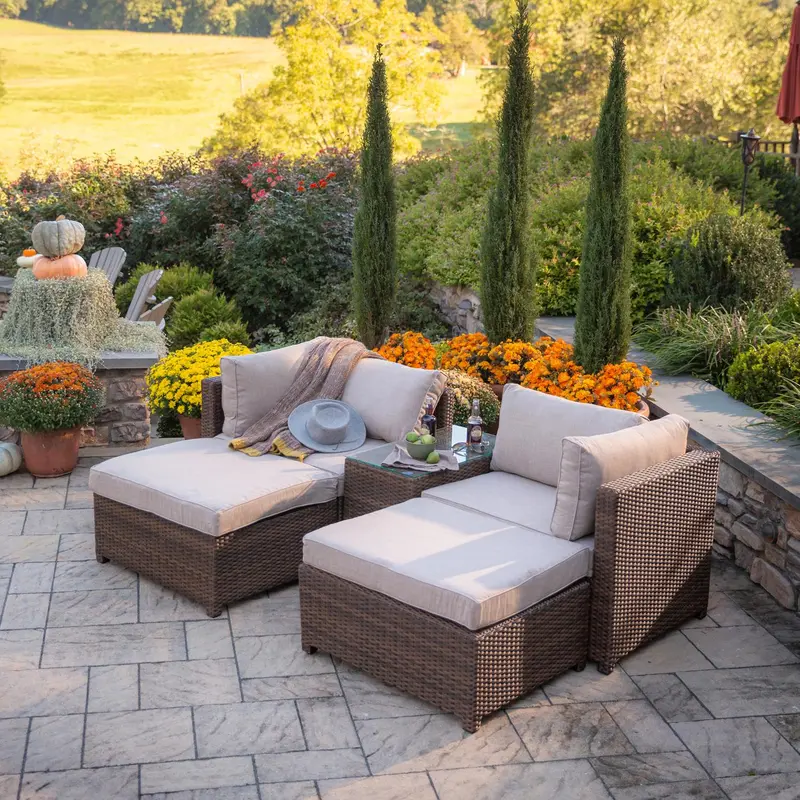 Pallet Buy Steel Wicker 5pcs Modular Set with Cushion