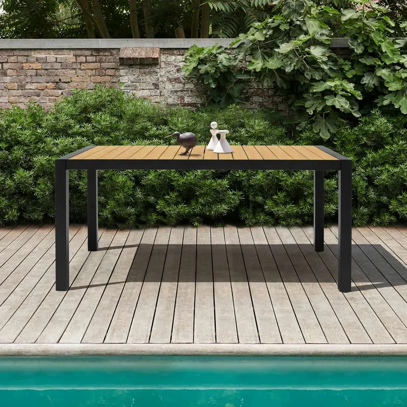 Panama Outdoor Black Aluminum Rectangular Dining Table By Armen Living