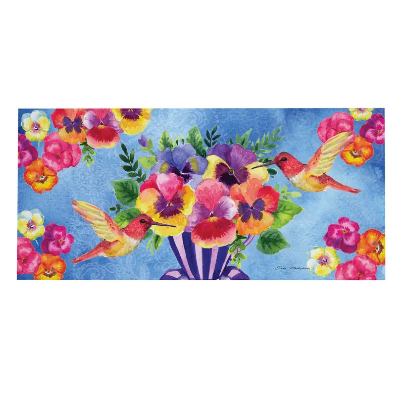 Pansies & Hummingbird Tea Cup Sassafras Switch Mat
