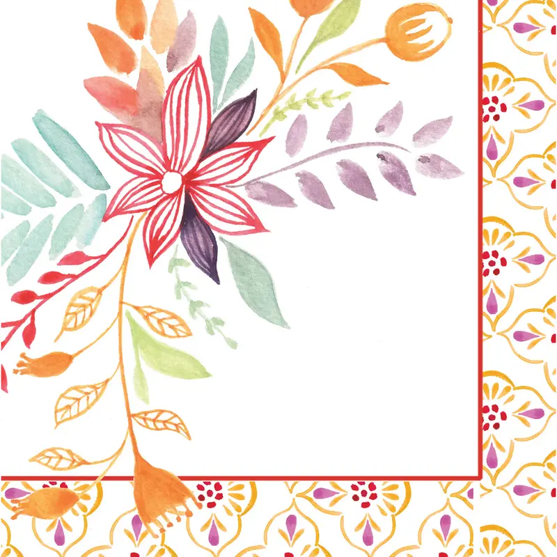 Paper Cocktail Napkin, 20 count, Watercolor Floral,4nc6519