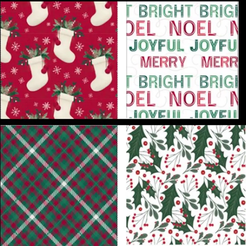Paper Images Traditional Assorted Christmas stockings/Noel/Joyful/Merry and Bright/Plaid/Leaves (Pack of 36)