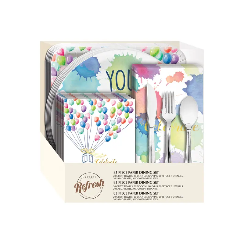 Party Set for 10, 85 PIECE Paper Dining Set, Celebrate,p29326879