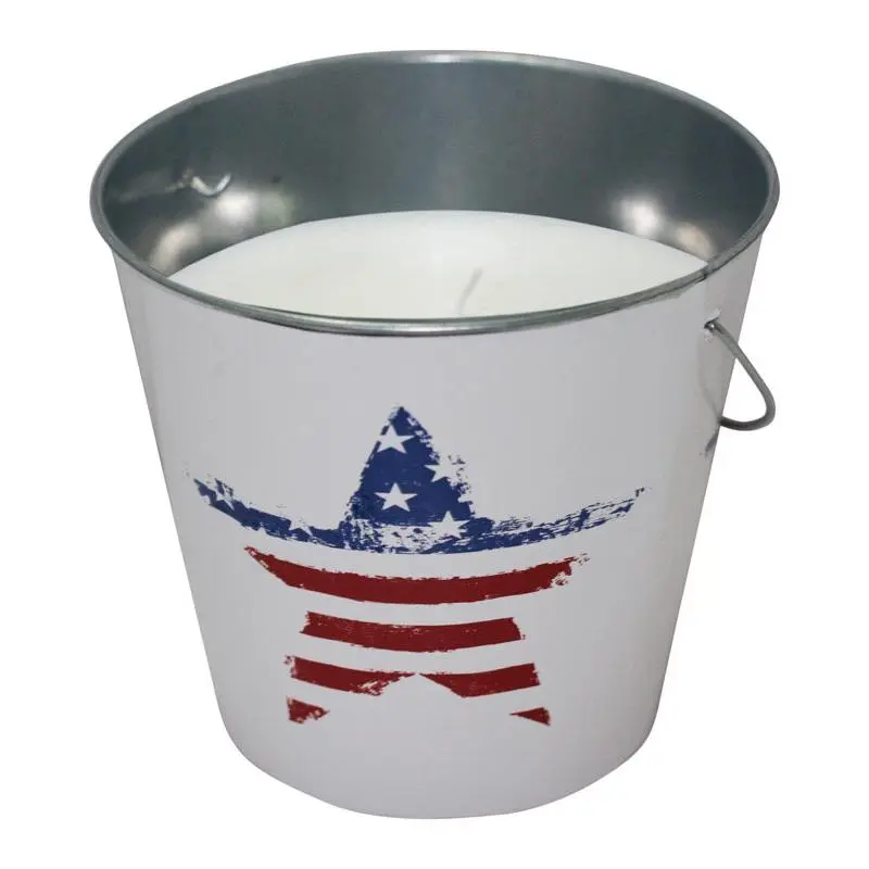 Patio Essentials U.S. Flag Candle Bucket For Mosquitoes/Other Flying Insects 18 oz. (Pack of 6) - Open Box