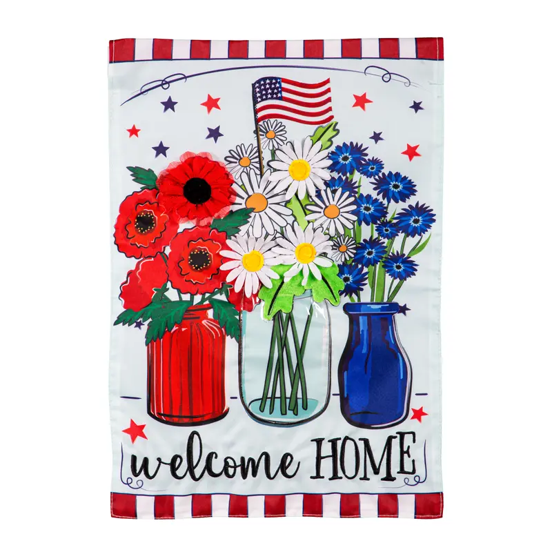 Patriotic Floral Applique Garden Flag,169810