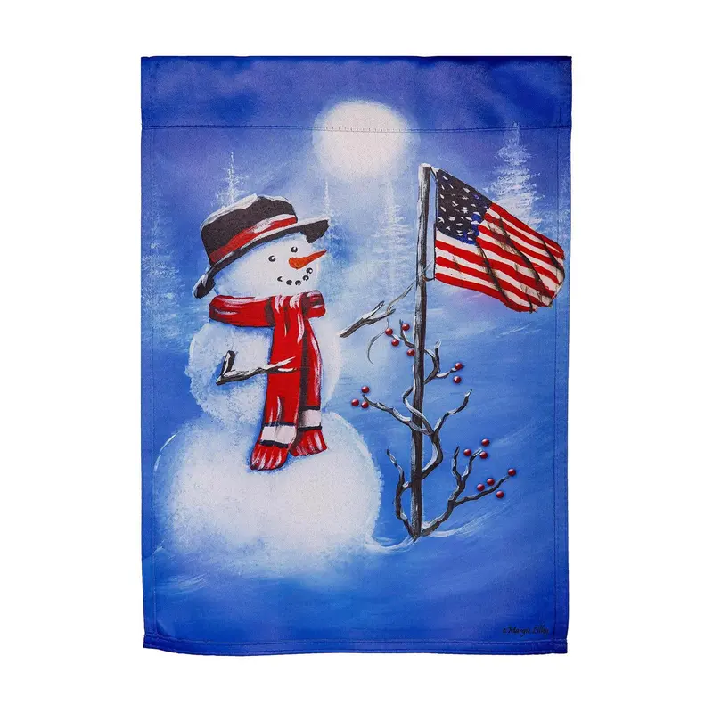 Patriotic Snowman Suede Garden Flag_x000D_