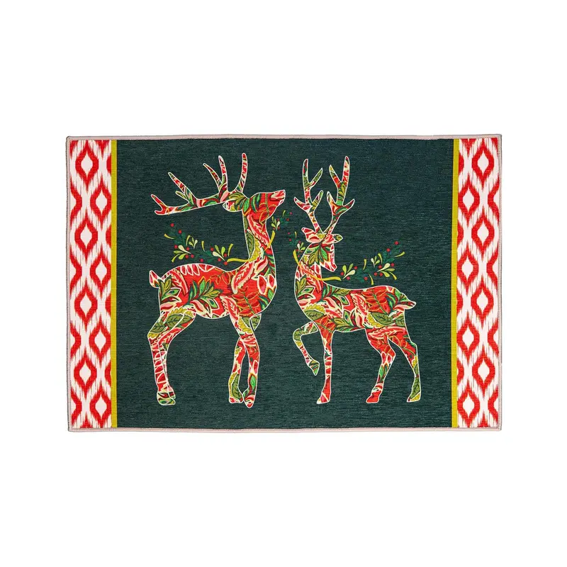 Patterned Reindeer Washable Mat 24"x 36"