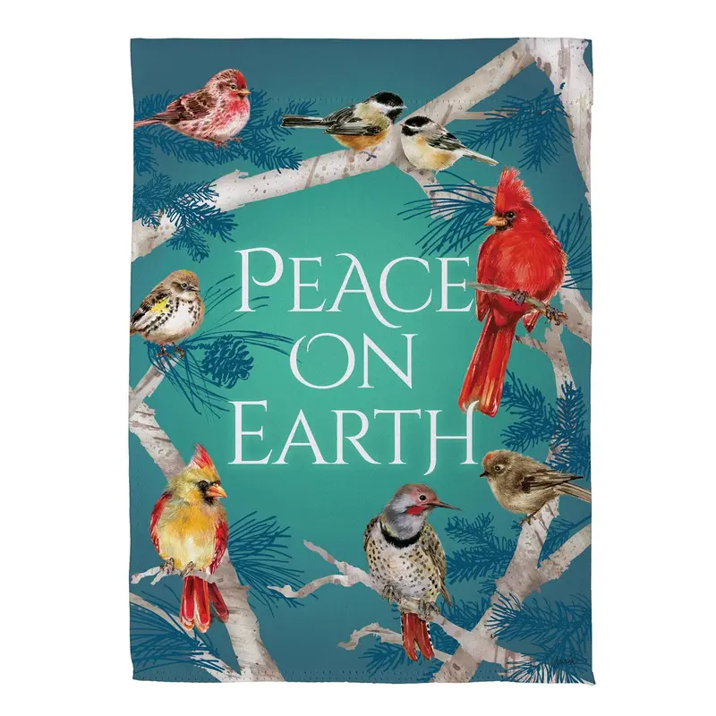 Peace On Earth Birds Suede Flag House