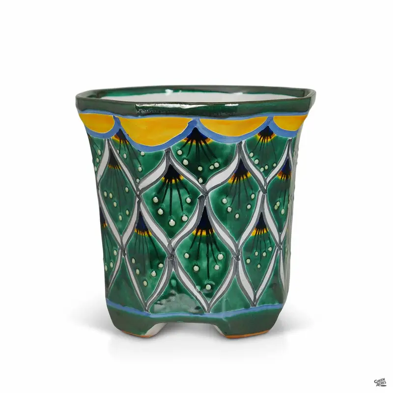 Peacock Talavera Octagonal Pot