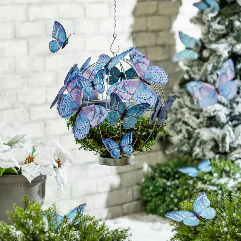 Pearl and Pine Garden Accent, Outdoor Magnetic Glitter Butterflies, Set of 126 with 1 Display