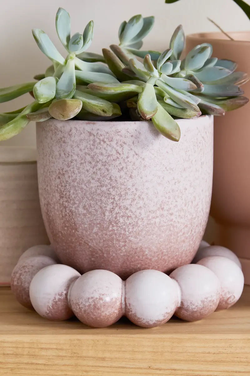 Pearl Pot with Saucer Set of 2 By Accent Decor