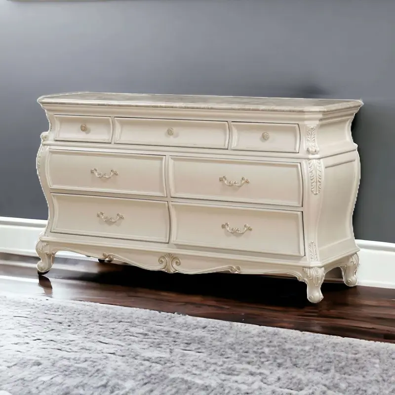 Pearl Solid and Manufactured Wood Seven Drawer Triple Dresser By Homeroots