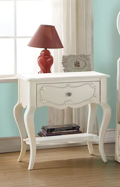 Pearl White Pine Wood Nightstand By Homeroots