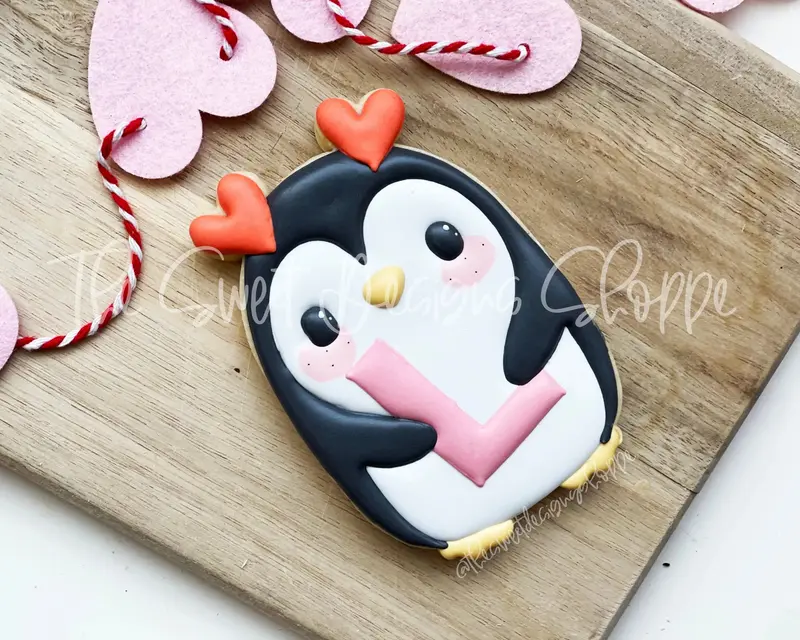 Penguin with Heart Headband- Cookie Cutter