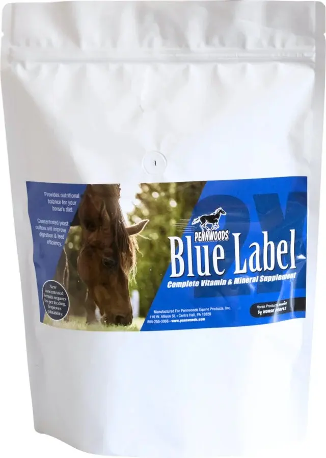 Pennwoods Blue Label Vitamin & Mineral Supplement 25 lb – Premium Equine Feed Additive for Digestion, Balance & Performance