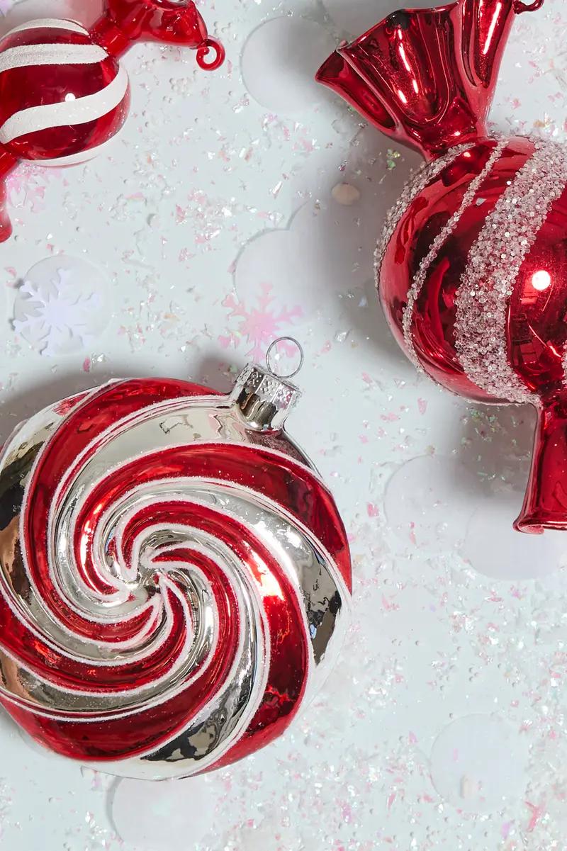 Peppermint Swirl Ornament Set of 8 By Accent Decor