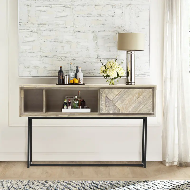 Peridot 1 Drawer Console Table in Natural Acacia Wood By Armen Living