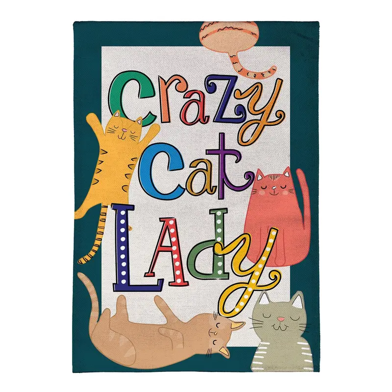 Pet Central Crazy Cat Lady Burlap Flag House