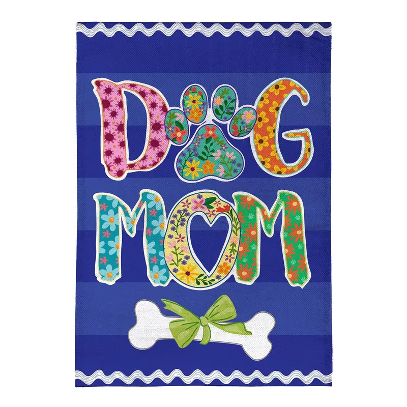Pet Central Dog Mom Burlap Flag House