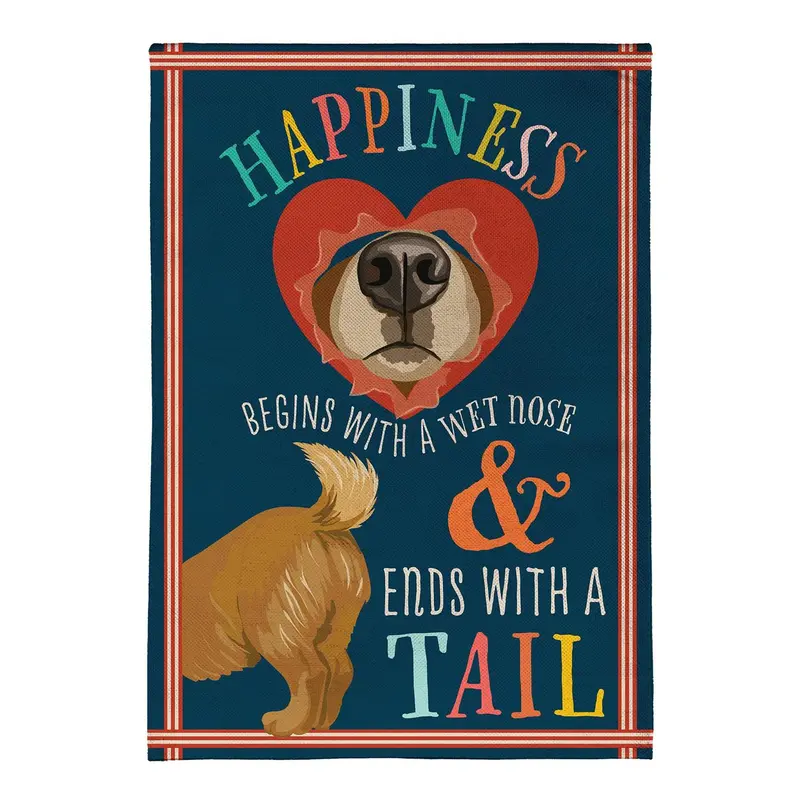 Pet Central Happiness Begins Dog Suede Flag House