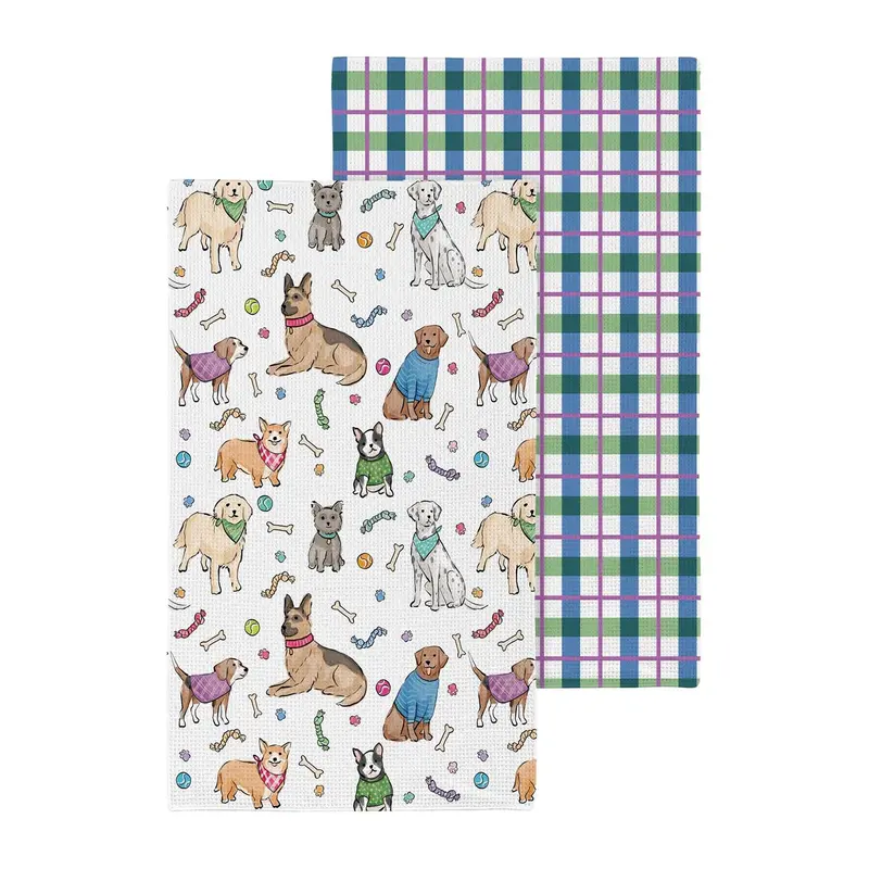 Pet Central Kitchen Towel Quick Dry Waffle Weave Double-Sided, 30"L x 18"W