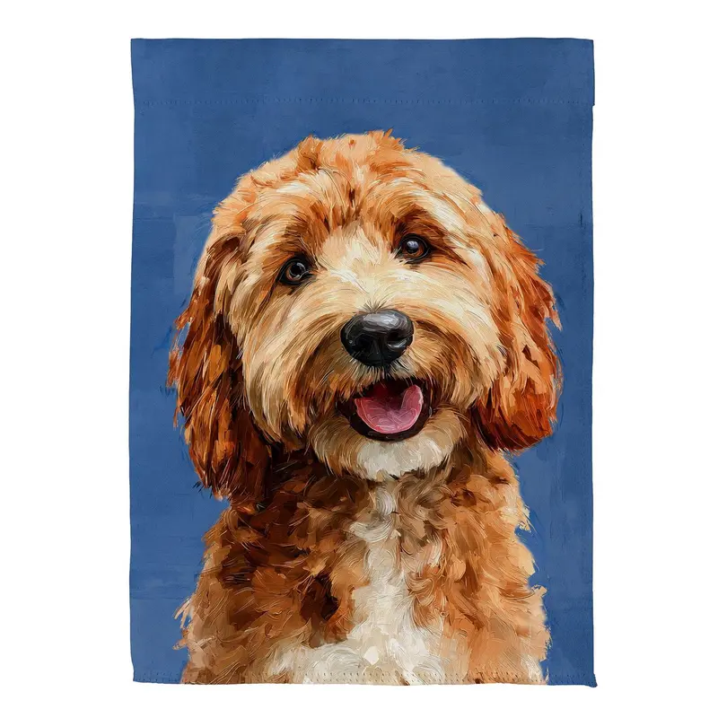 Pet Central Photo Dogs, Goldendoodle Suede House Flag