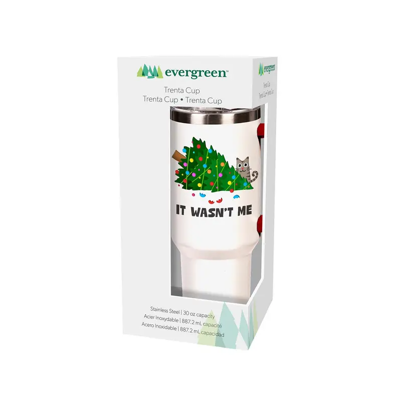 Pet Tumbler Stainless-Steel Trenta Cup w/ Straw, Cat, 30oz, Gift Box