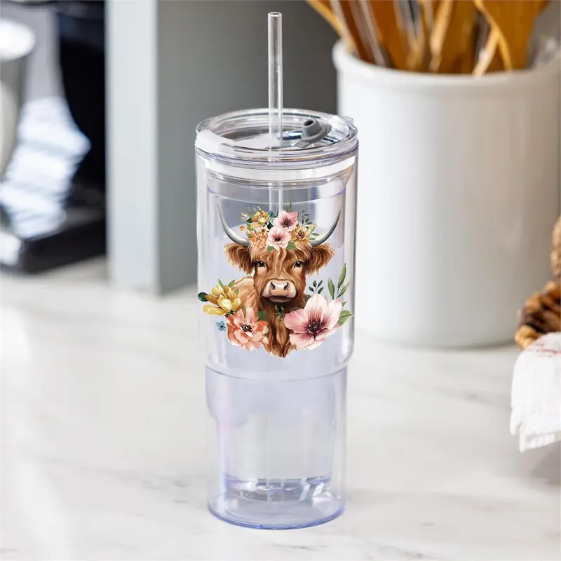 Petal & Plow Farm Highland Cow Insulated Tumbler Shatterproof, 20oz, Gift Box
