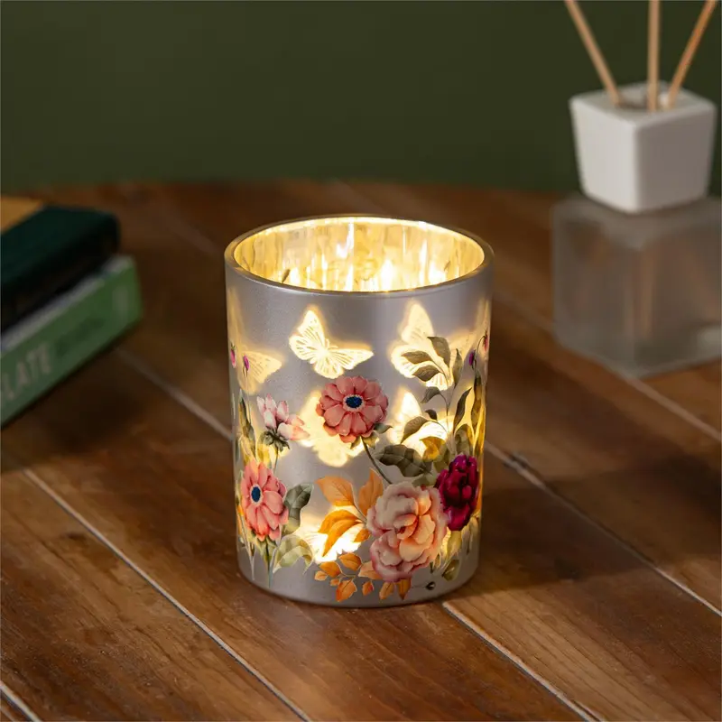 Petal & Plow LED Glass Table Decor Glass Floral Butterfly, 5"H