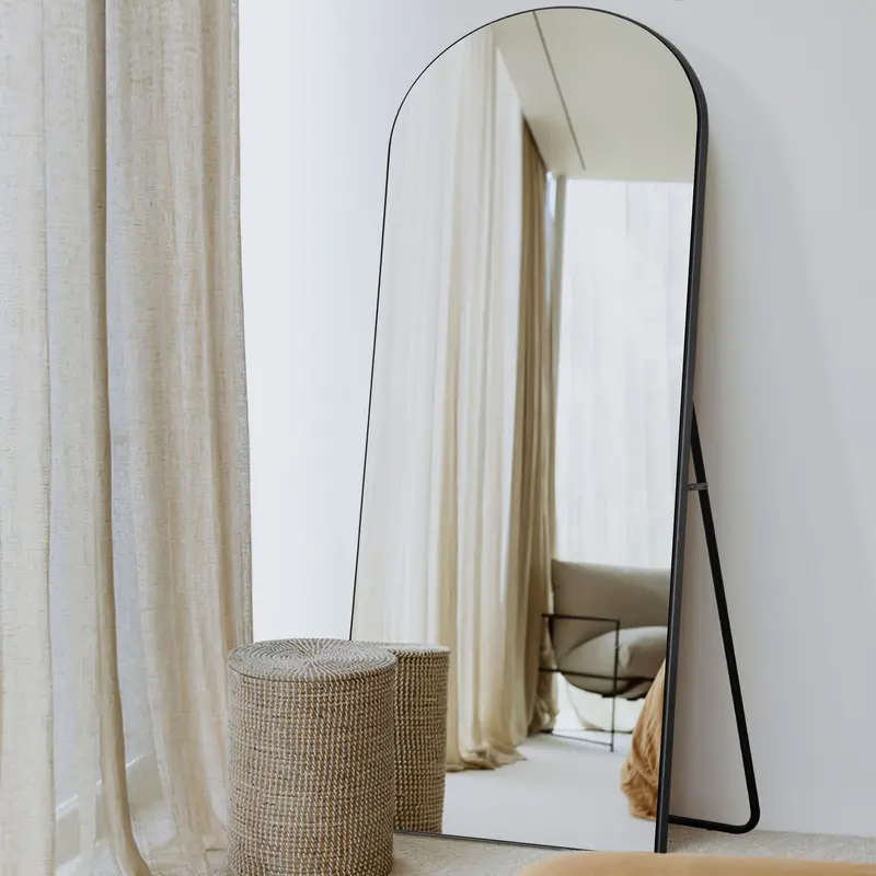Petite Black Arched Wooden Mirror By Homeroots