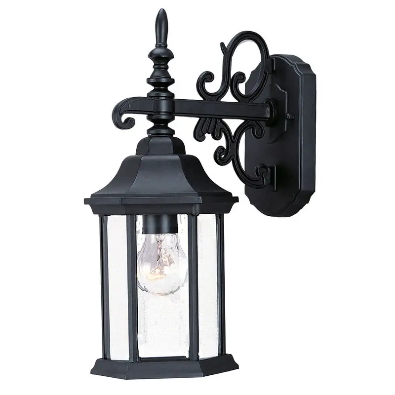 Petite Matte Black Domed Hanging Glass Lantern Wall Light By Homeroots