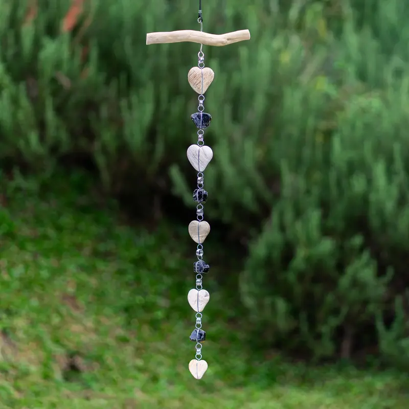 Petrified Wood Garland - Heart Set of 4 By Garden Age Supply