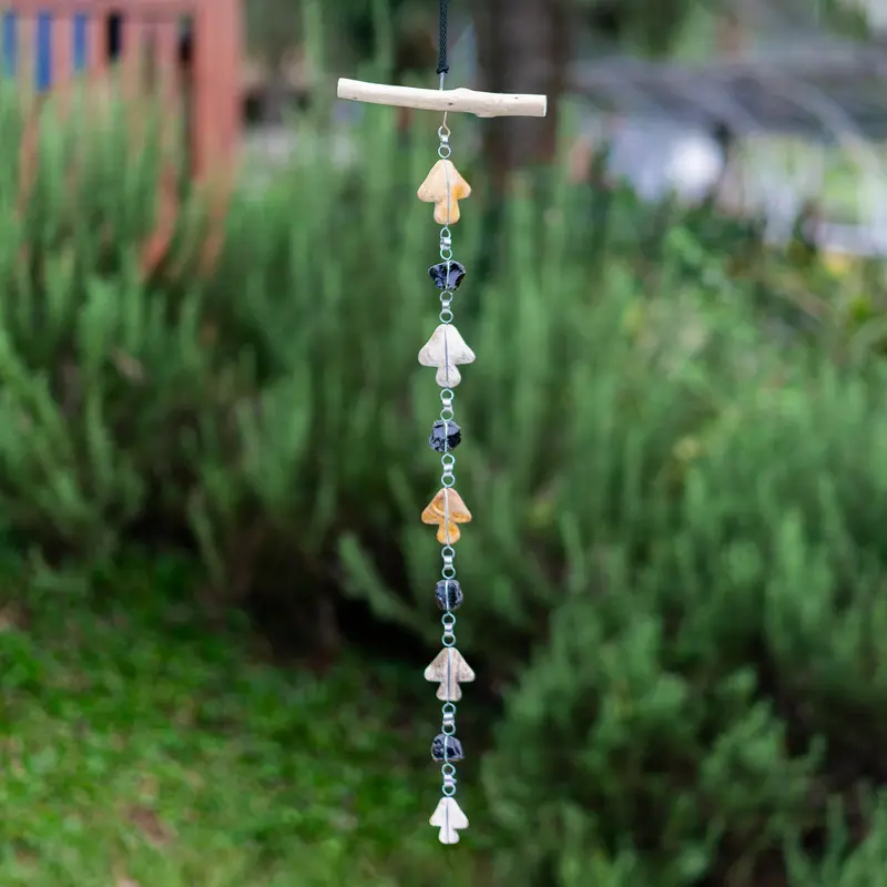 Petrified Wood Garland - Mushroom Set of 4 By Garden Age Supply