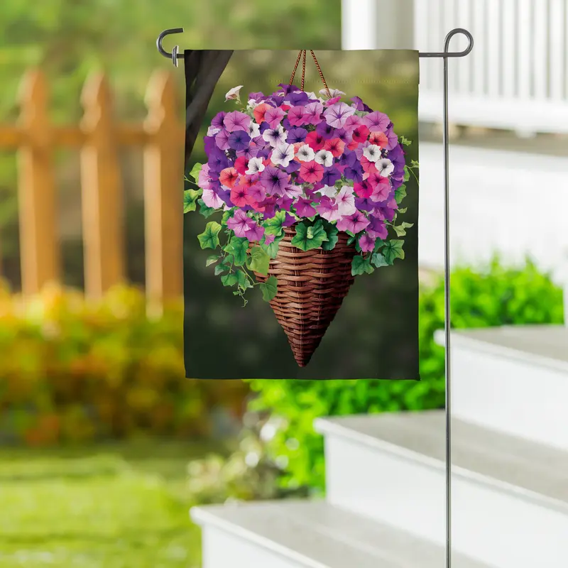 Petunia Basket Suede Garden Flag