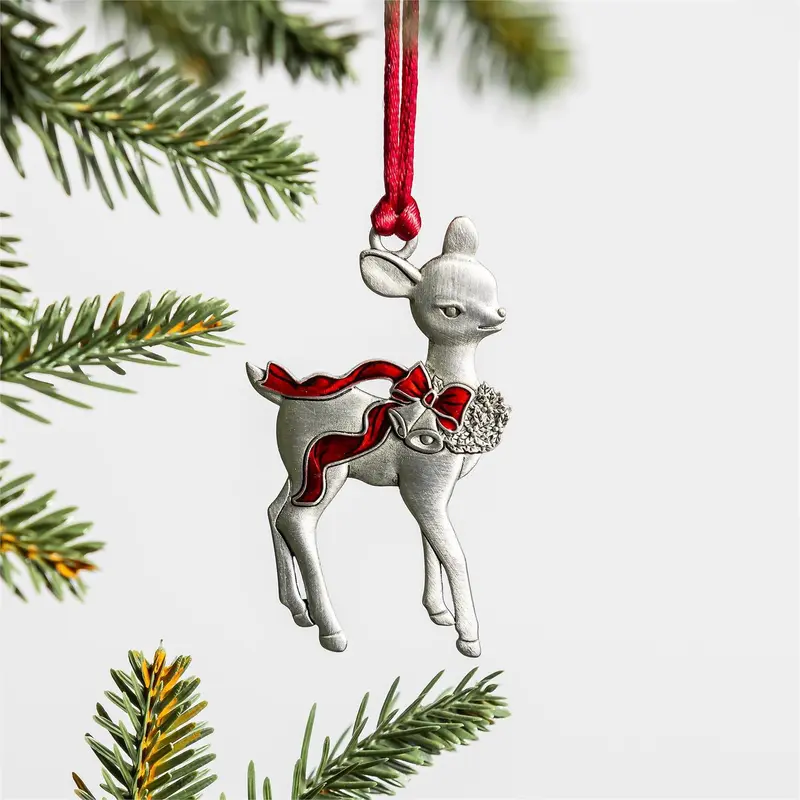 PEWTER ORNAMENT Deer with Bow