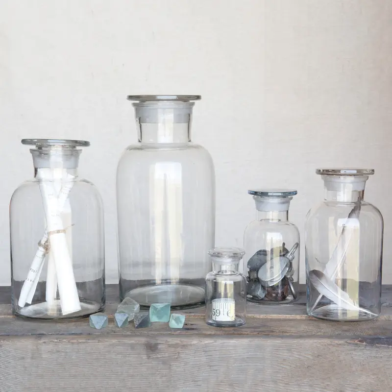 Pharmacy Jar with Stopper - Large - Clear Set Of 2 By HomArt
