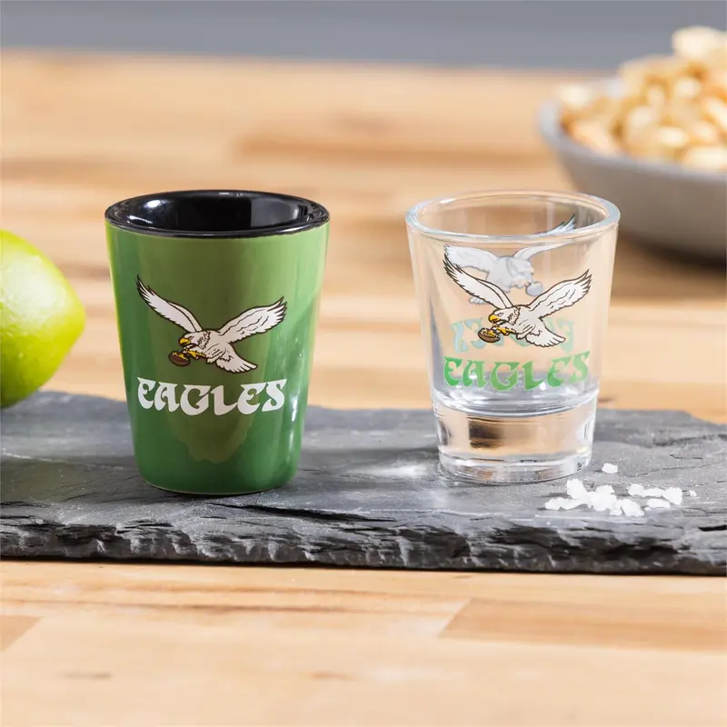 Philadelphia Eagles Throwback 4-Piece Ceramic and Glass 2oz. Shot Glass Set