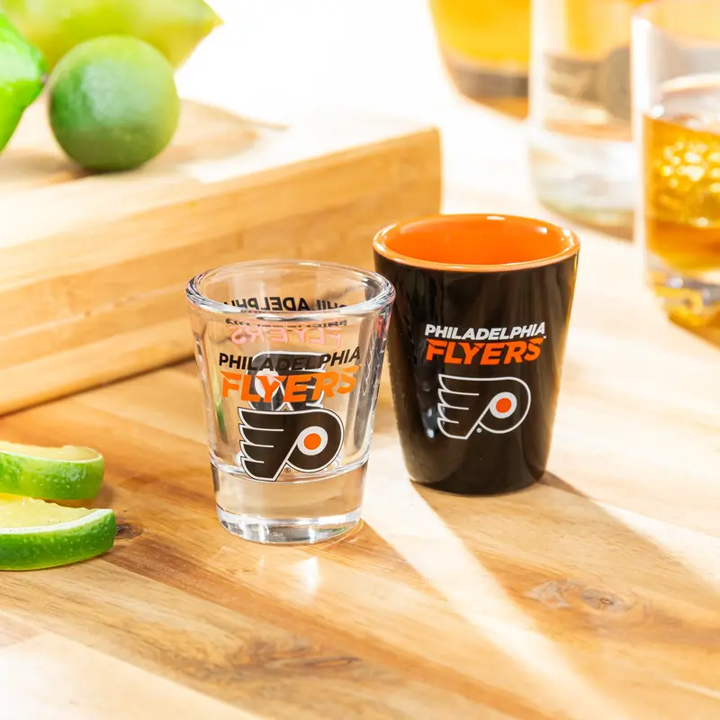 Philadelphia Flyers 4-Piece Ceramic and Glass 2oz. Cup Set