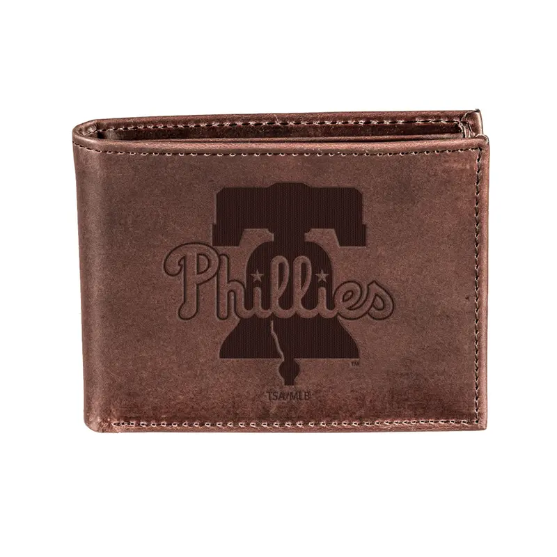 Philadelphia Phillies Bi-Fold Wallet Brown 100% Genuine Leather