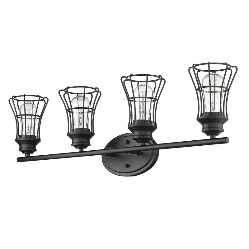 Piers 4-Light Matte Black Vanity By Homeroots