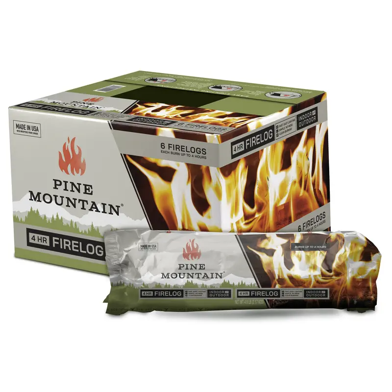 Pine Mountain 4-Hour Fire Logs 6 pk - Nature-Inspired, Clean Burning - Open Box