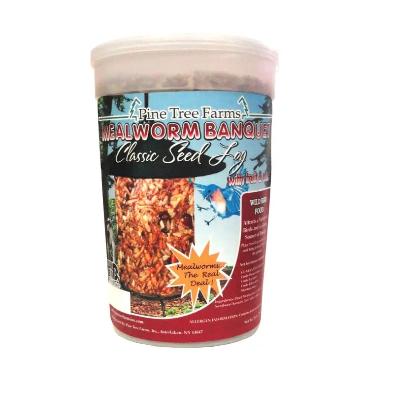 Pine Tree Farms Mealworm Banquet Classic Seed Log Wild Bird Food 28 oz