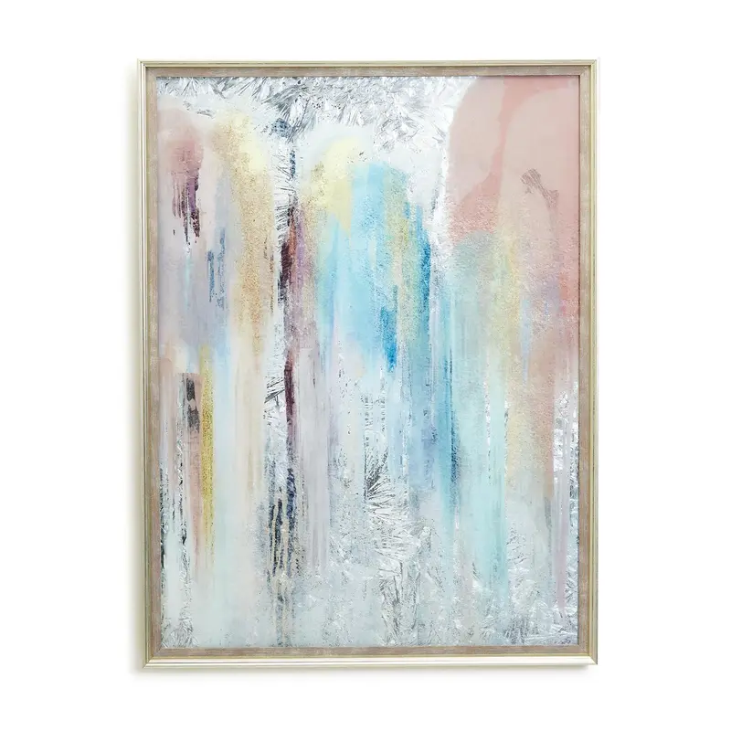 Pink and Blue Abstract Reverse Glass Painted Wall Art Set Of 2 By Two's Company