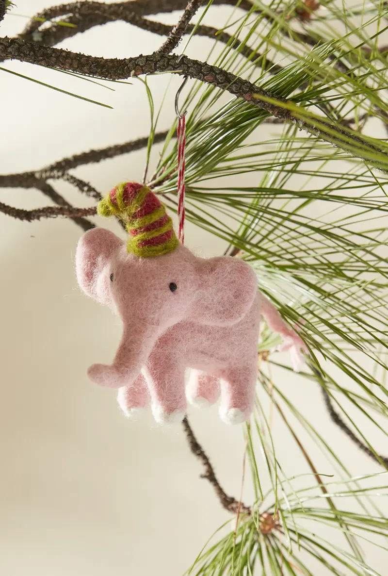 Pink Elephant Ornament Set of 8 By Accent Decor