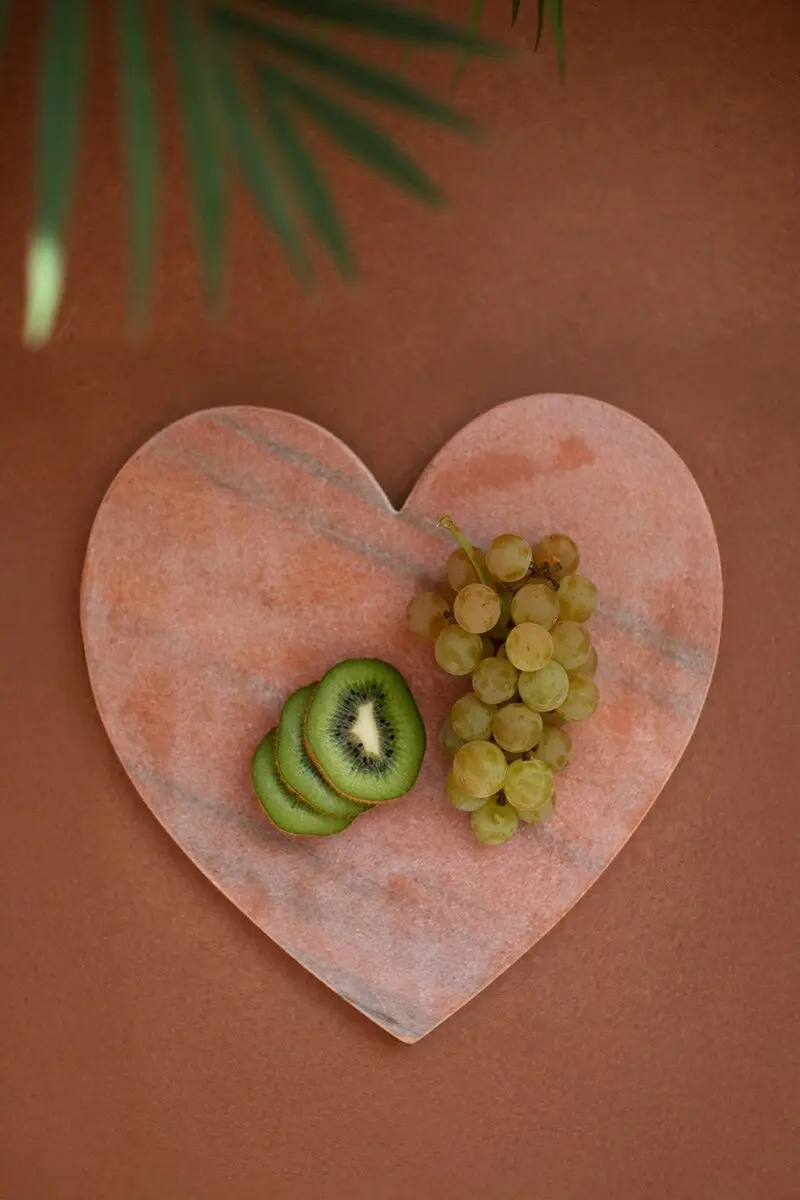 Pink Marble Heart Cheese Board (Min 2) By Kalalou