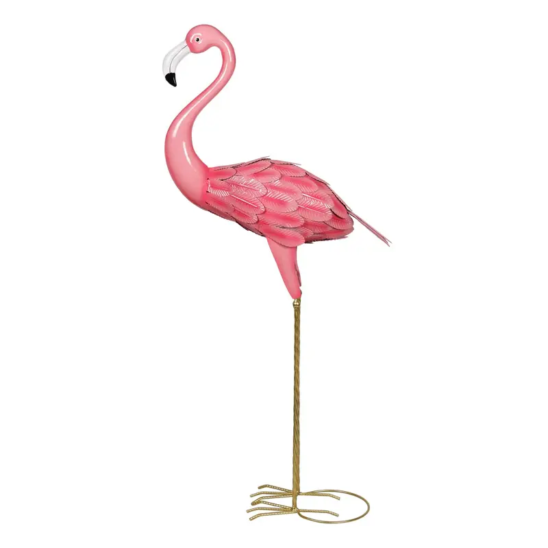 Pink Metal Tall Garden Flamingo Statue
