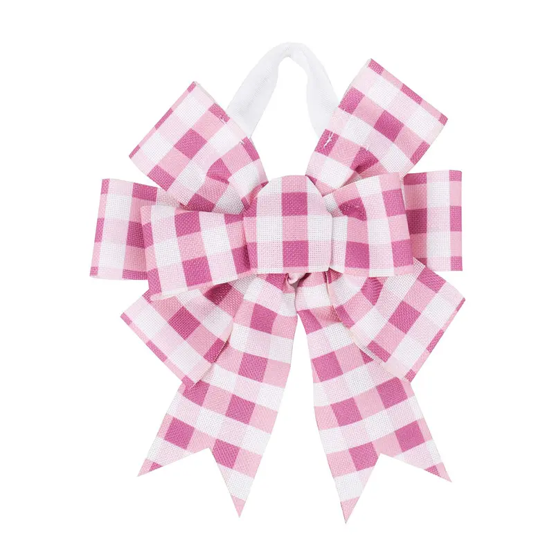 Pink Plaid Door Tag Bow,2dtb225