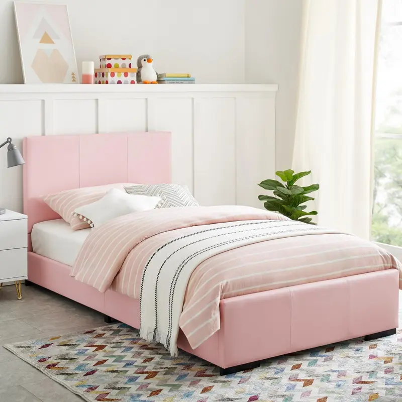 Pink Upholstered Twin Platform Bed By Homeroots